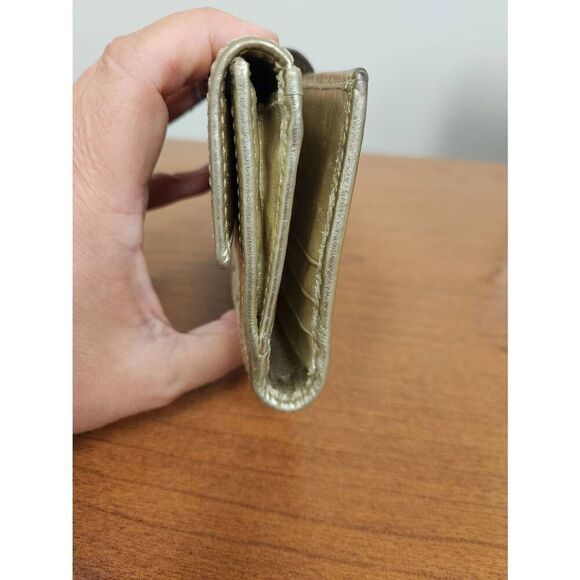 COACH 43609 Turnlock Signature Slim Envelope Flap Wallet Purse Khaki Gold. Has s - Picture 4 of 12